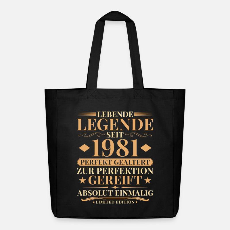 45. Geburtstag Perfekt gealtert seit 1981 - Midweight recycelter Stoffbeutel von Stanley/Stella - Schwarz