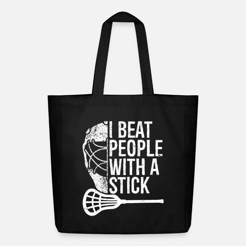 Lacrosse Lax Player Beat People with A Stick - Midweight recycelter Stoffbeutel von Stanley/Stella - Schwarz