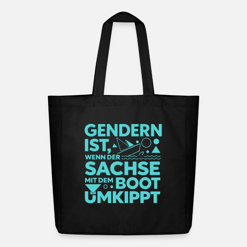 Gendern Sachse Boot Umkippt Dialekt Witz - Midweight recycelter Stoffbeutel von Stanley/Stella - Schwarz