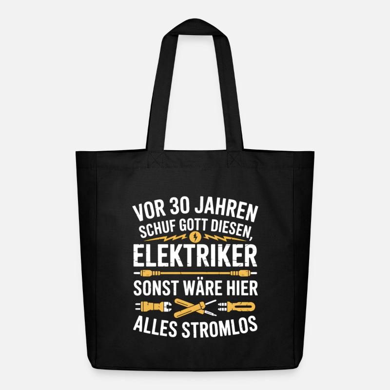 Elektroniker 30 Geburtstag Strom Elektriker - Midweight recycelter Stoffbeutel von Stanley/Stella - Schwarz