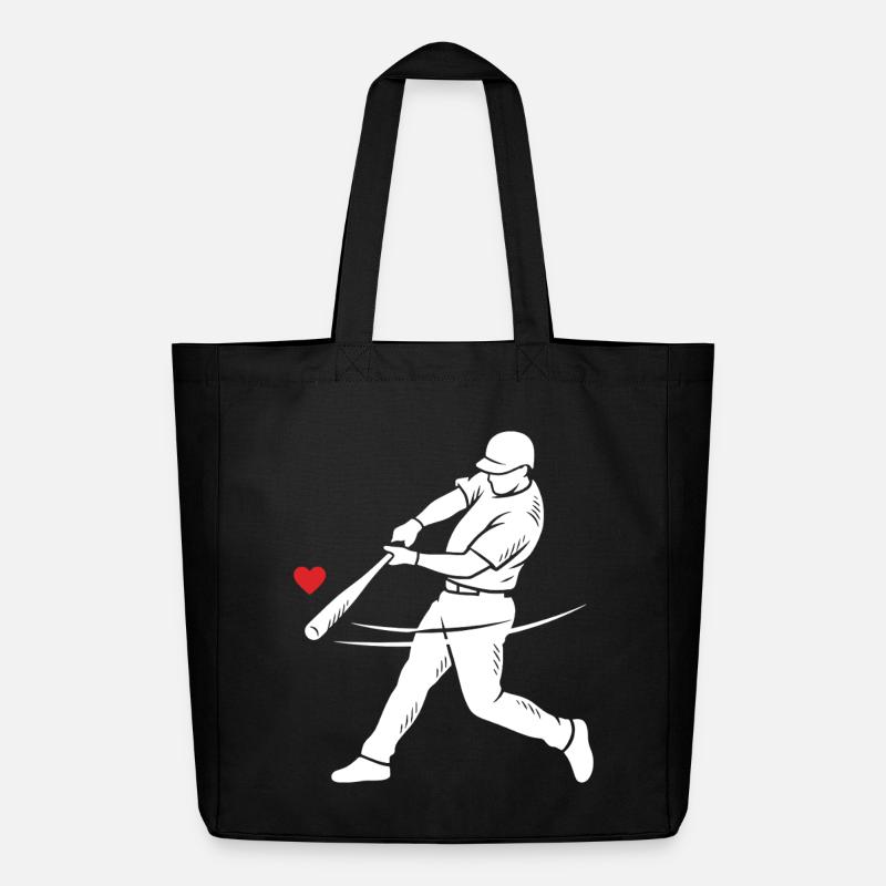 Baseball Schlagmann Silhouette Herz - Midweight recycelter Stoffbeutel von Stanley/Stella - Schwarz