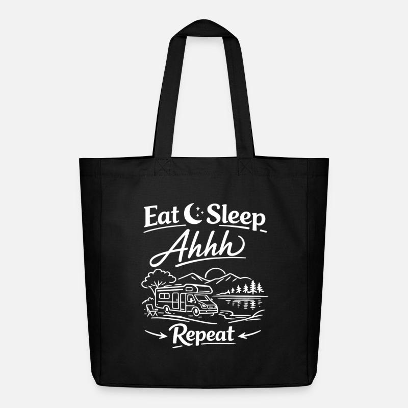 Camping Adventure | Eat Sleep Repeat - Midweight recycelter Stoffbeutel von Stanley/Stella - Schwarz
