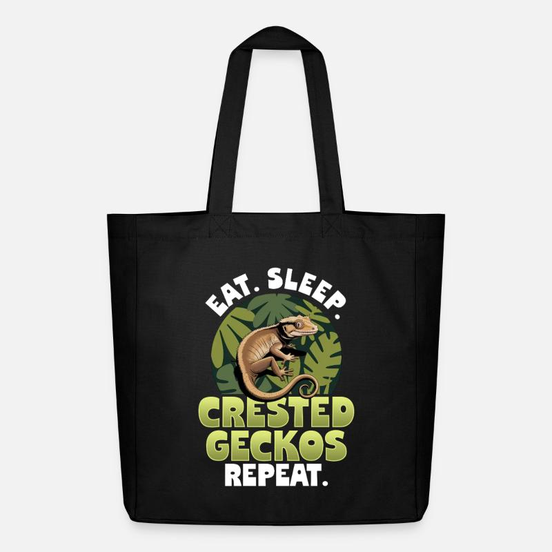 Funny Reptile Crested Gecko - Midweight recycelter Stoffbeutel von Stanley/Stella - Schwarz