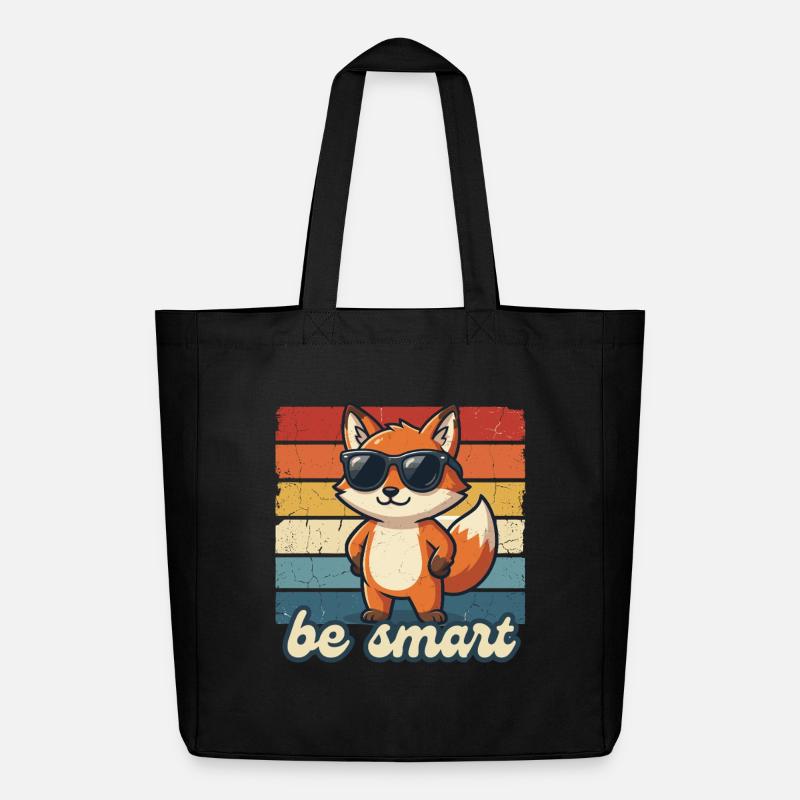 Lustiger Fuchs Be Smart Shirt Geschenk Idee - Midweight recycelter Stoffbeutel von Stanley/Stella - Schwarz