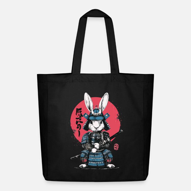 Bunny Samurai in Armor - Midweight Recycled Tote Bag by Stanley/Stella - black