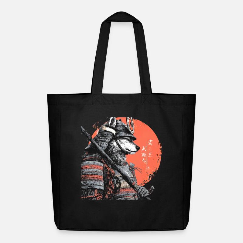 Wolf in Armor samurai  - Midweight Recycled Tote Bag by Stanley/Stella - black