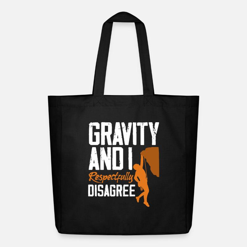 Gravity Disagree Klettern Physik Spruch - Midweight recycelter Stoffbeutel von Stanley/Stella - Schwarz