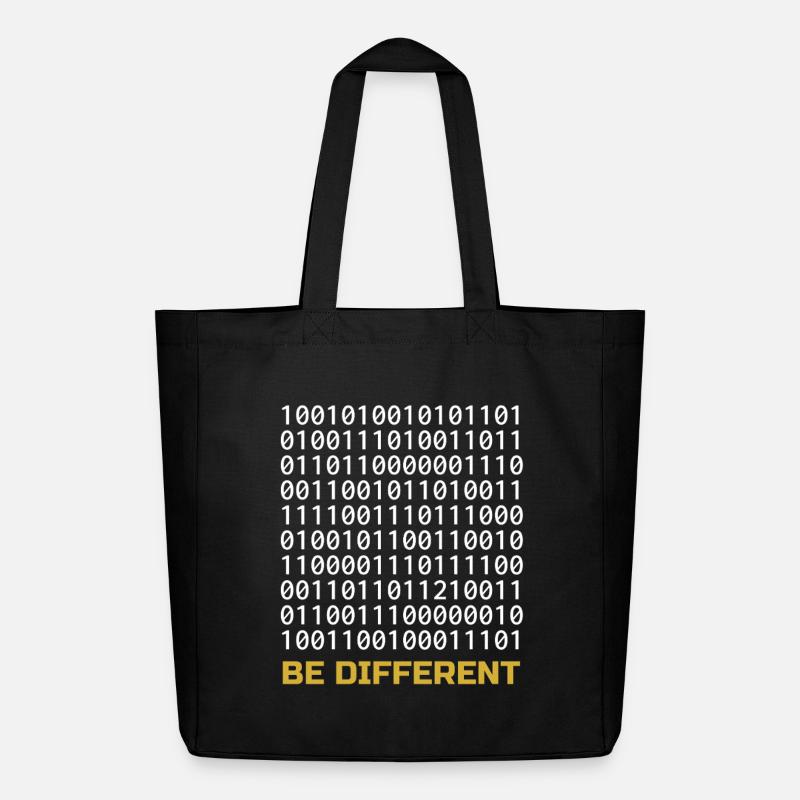 Be Different: Binary Pattern with Message - Midweight Recycled Tote Bag by Stanley/Stella - black