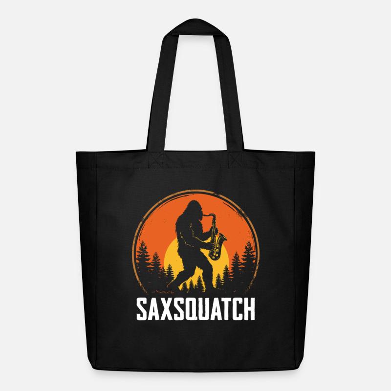 Saxsquatch - Sasquatch Playing Saxophone  - Midweight Recycled Tote Bag by Stanley/Stella - black