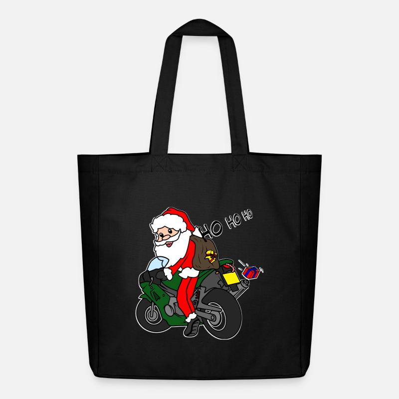 Weihnachts-Weihnachtsmann auf Motorrad mit Geschenken - Midweight recycelter Stoffbeutel von Stanley/Stella - Schwarz