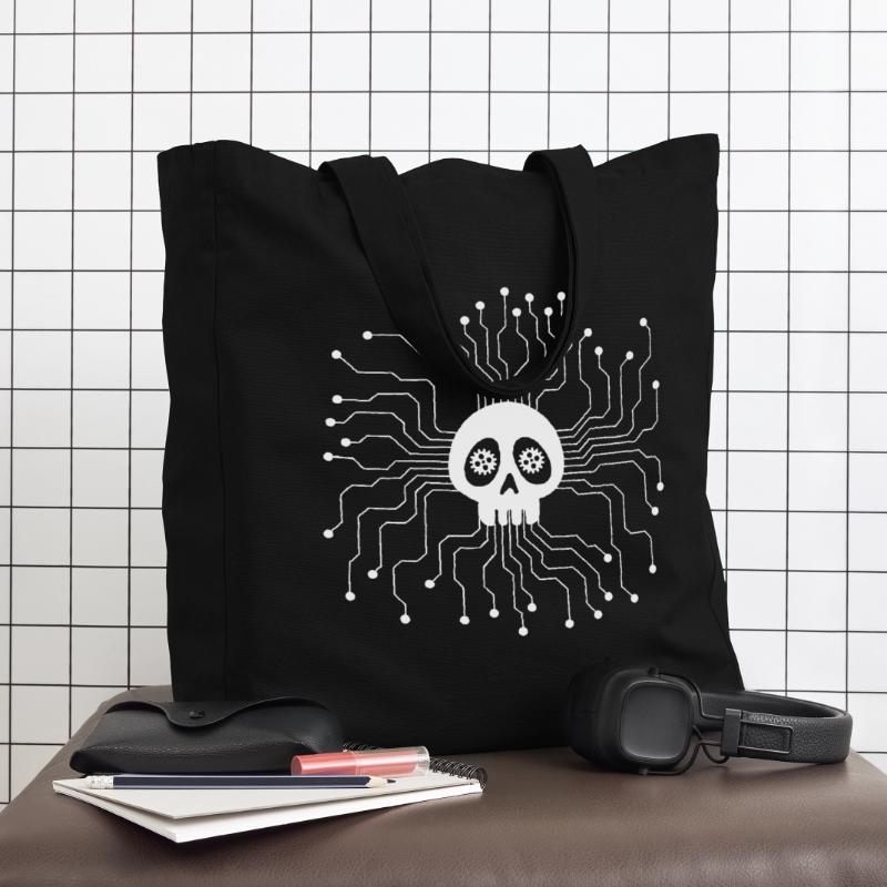 White Microprocessor Skull Midweight Recycled Tote Bag by Stanley/Stella