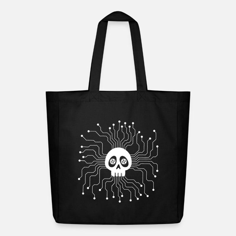 Crâne microprocesseur blanc - Tote bag Stanley/Stella Midweight recyclé - noir