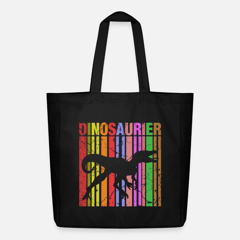 Dinosaurier Silhouette mit Farbdetails - Midweight recycelter Stoffbeutel von Stanley/Stella - Schwarz