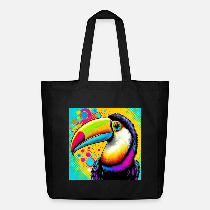 Tukan Pop Art - Midweight recycelter Stoffbeutel von Stanley/Stella - Schwarz