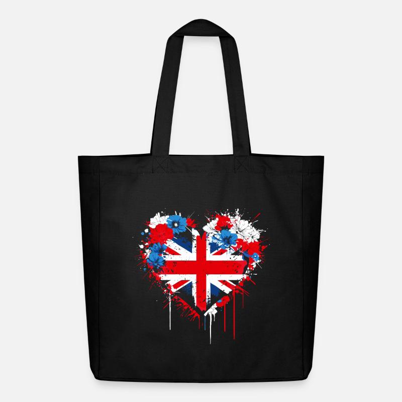 Herz von Union Jack Splash - Midweight recycelter Stoffbeutel von Stanley/Stella - Schwarz