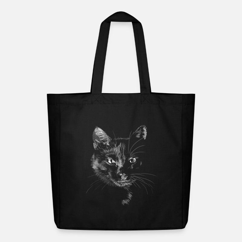 Schwarze Katze - Midweight recycelter Stoffbeutel von Stanley/Stella - Schwarz