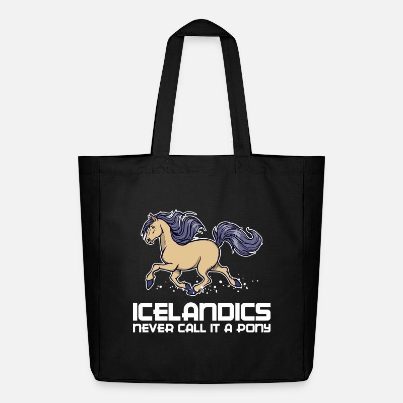 Lustig Pony Statement Islandpferde Pferde - Midweight recycelter Stoffbeutel von Stanley/Stella - Schwarz