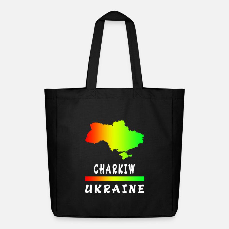 Charkiw Ukraine Regenbogen Design - Midweight recycelter Stoffbeutel von Stanley/Stella - Schwarz