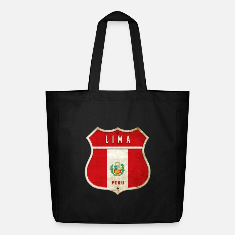 Lima Peru Wappen Flaggen Design - Midweight recycelter Stoffbeutel von Stanley/Stella - Schwarz