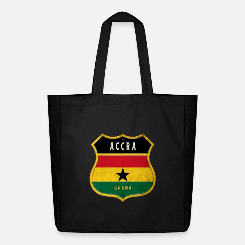 Accra Wappen Flaggen Design - Midweight recycelter Stoffbeutel von Stanley/Stella - Schwarz