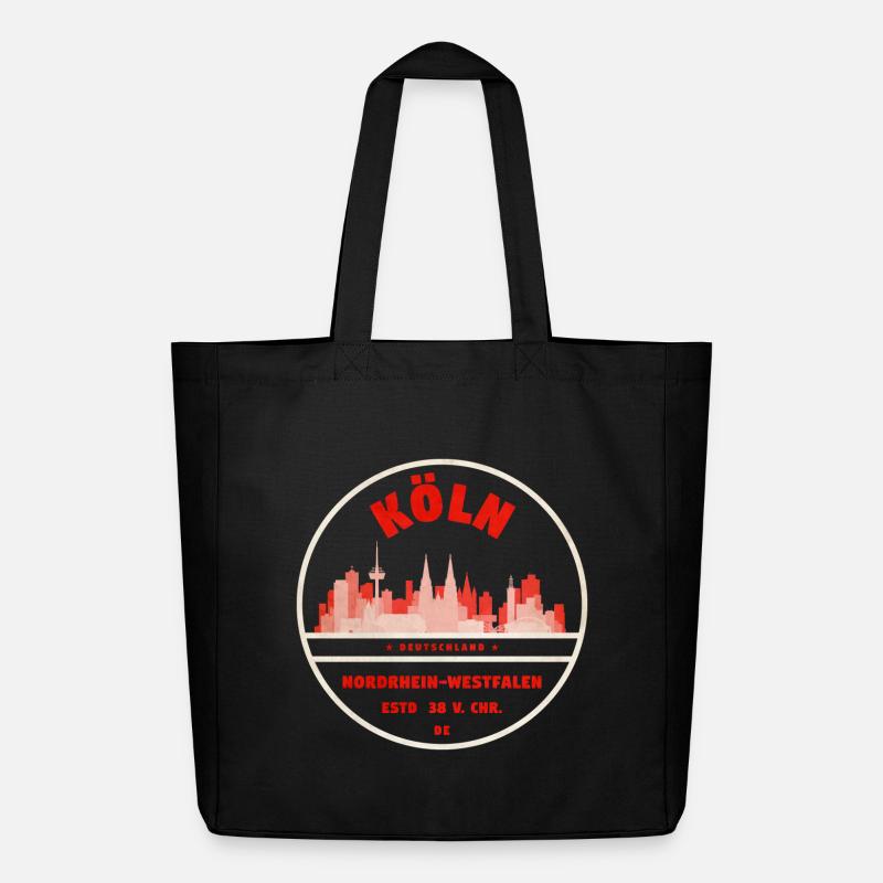 Köln Skyline Retro Stempel - Midweight recycelter Stoffbeutel von Stanley/Stella - Schwarz