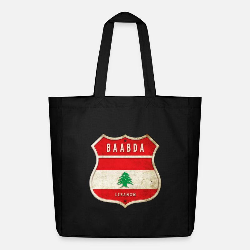 Baabda Libanon Wappen Flaggen Design - Midweight recycelter Stoffbeutel von Stanley/Stella - Schwarz