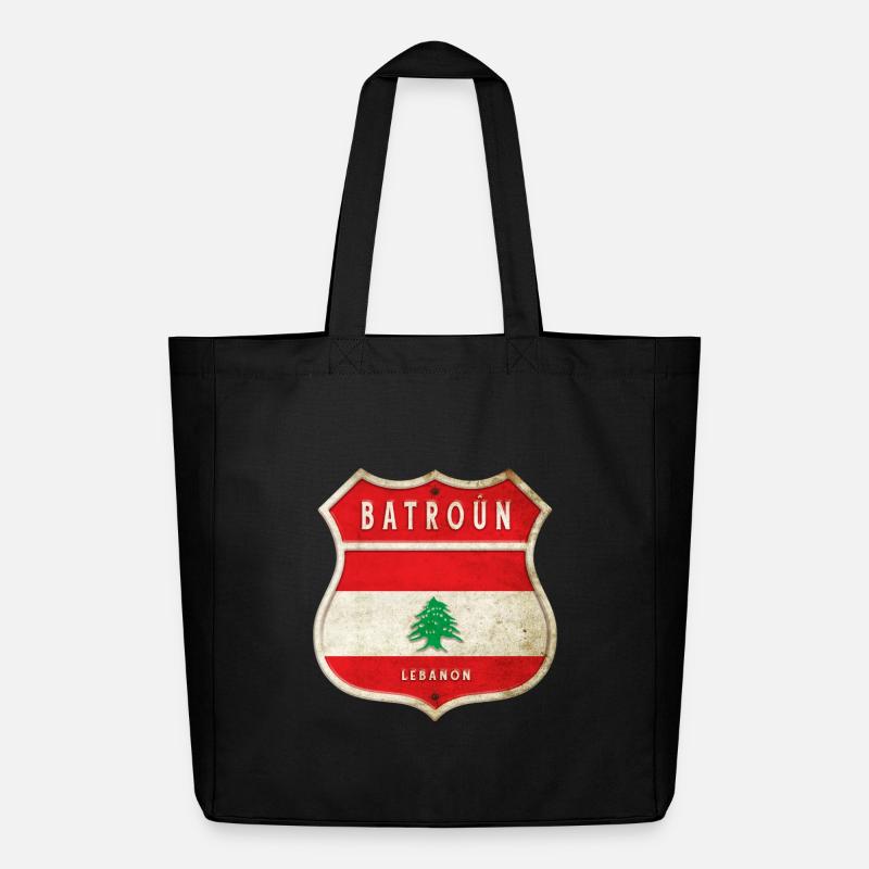 Batroun Libanon Wappen Flaggen Design - Midweight recycelter Stoffbeutel von Stanley/Stella - Schwarz