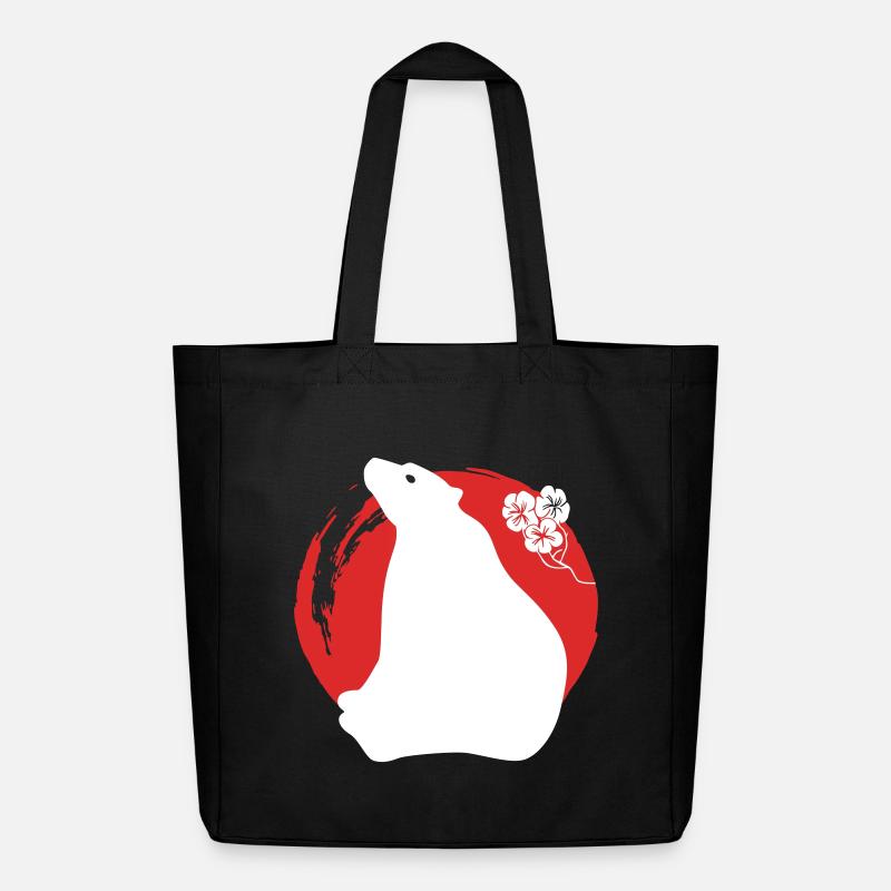 Bär Silhouette Japanisch - Midweight recycelter Stoffbeutel von Stanley/Stella - Schwarz