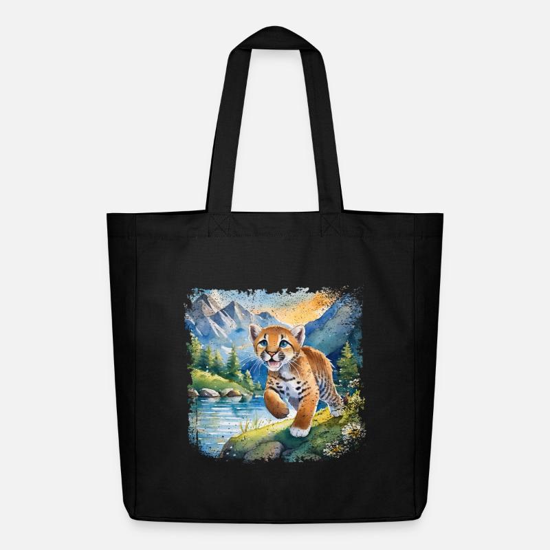 Niedlicher junger Tiger | Kinderbuchstil - Midweight recycelter Stoffbeutel von Stanley/Stella - Schwarz