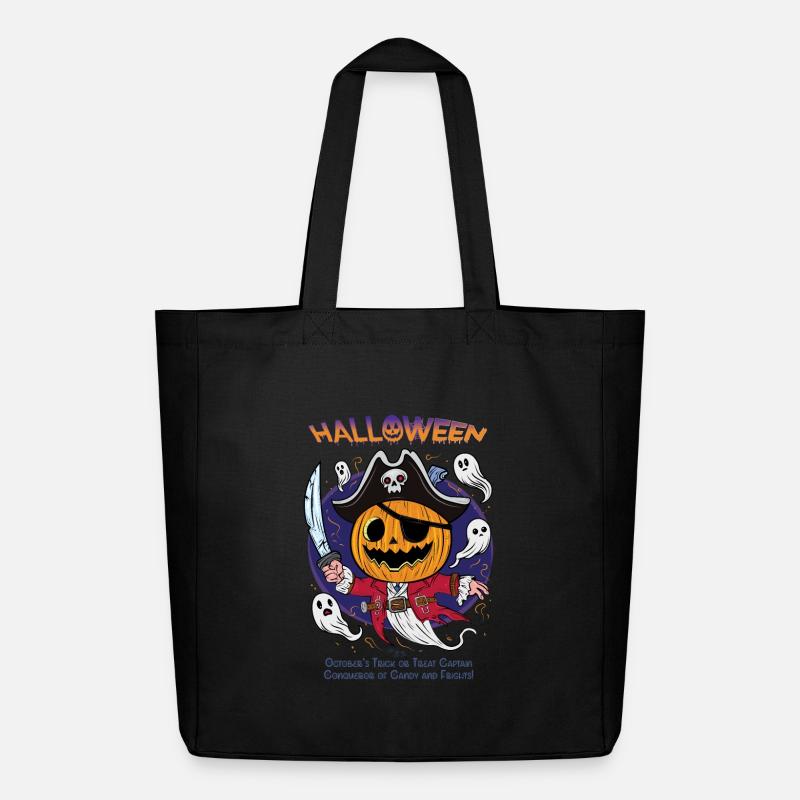 Captain Pumpkin Halloween | Candy Conqueror - Midweight Recycled Tote Bag by Stanley/Stella - black
