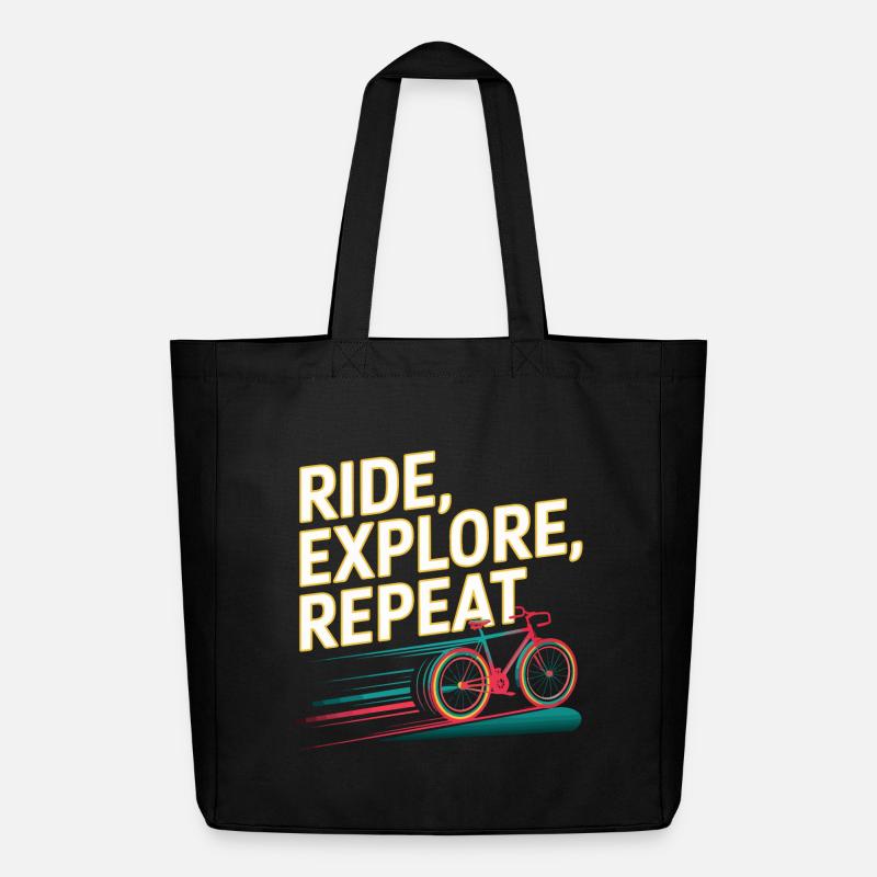 Ride Explore Repeat - Midweight Recycled Tote Bag by Stanley/Stella - black