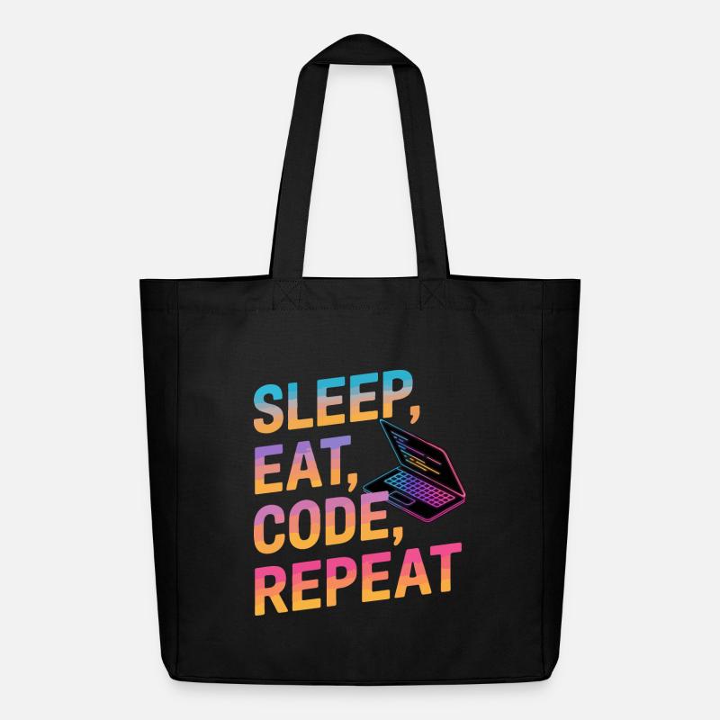 Sleep, Eat, Code, Repeat - Midweight Recycled Tote Bag by Stanley/Stella - black