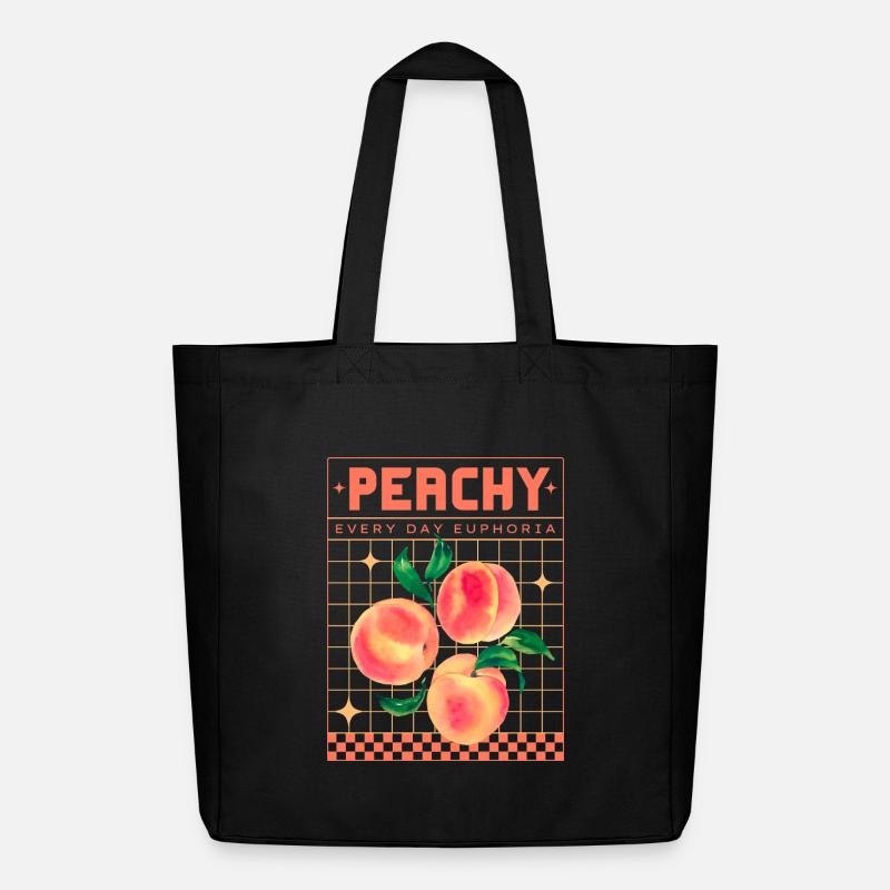 Peachy Euphoria – Retro Obst-Ästhetik - Midweight recycelter Stoffbeutel von Stanley/Stella - Schwarz