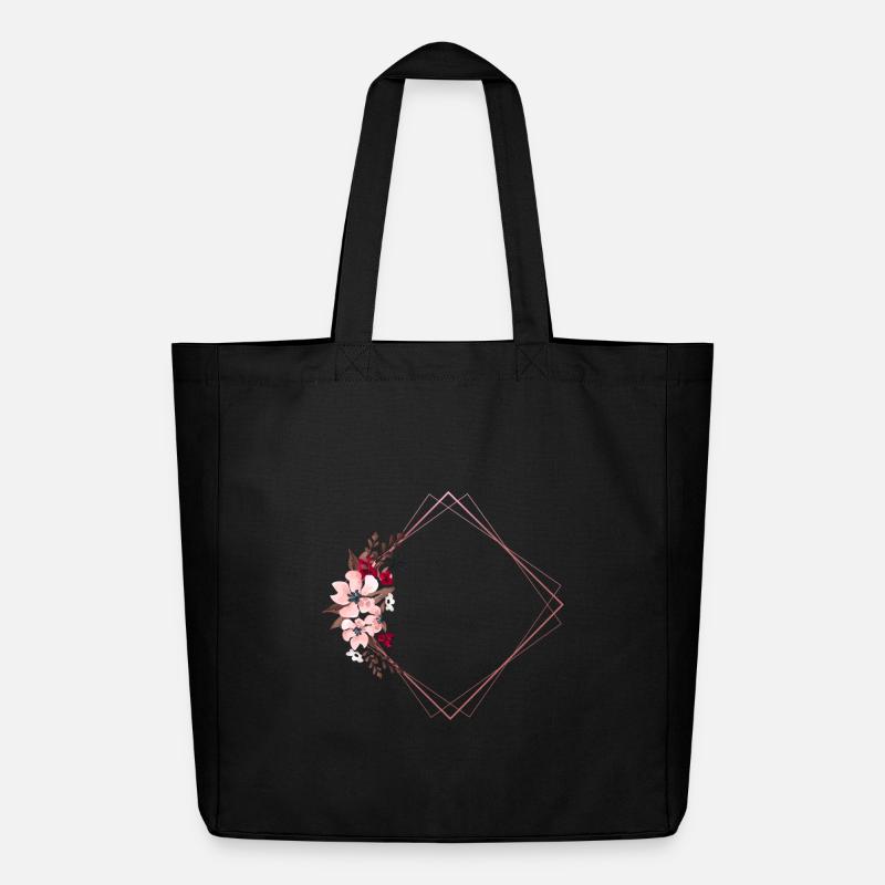 Flowers in Rectangular Frame / Pink Tones - Midweight Recycled Tote Bag by Stanley/Stella - black