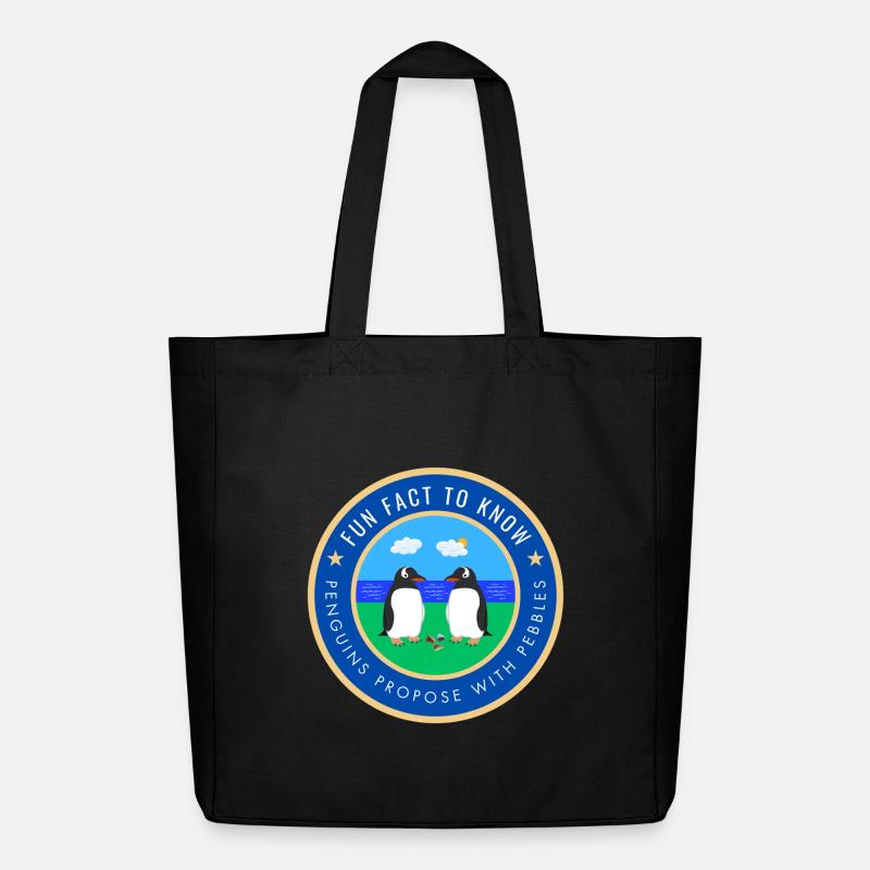 Penguins propose with pebbles - Midweight Recycled Tote Bag by Stanley/Stella - black