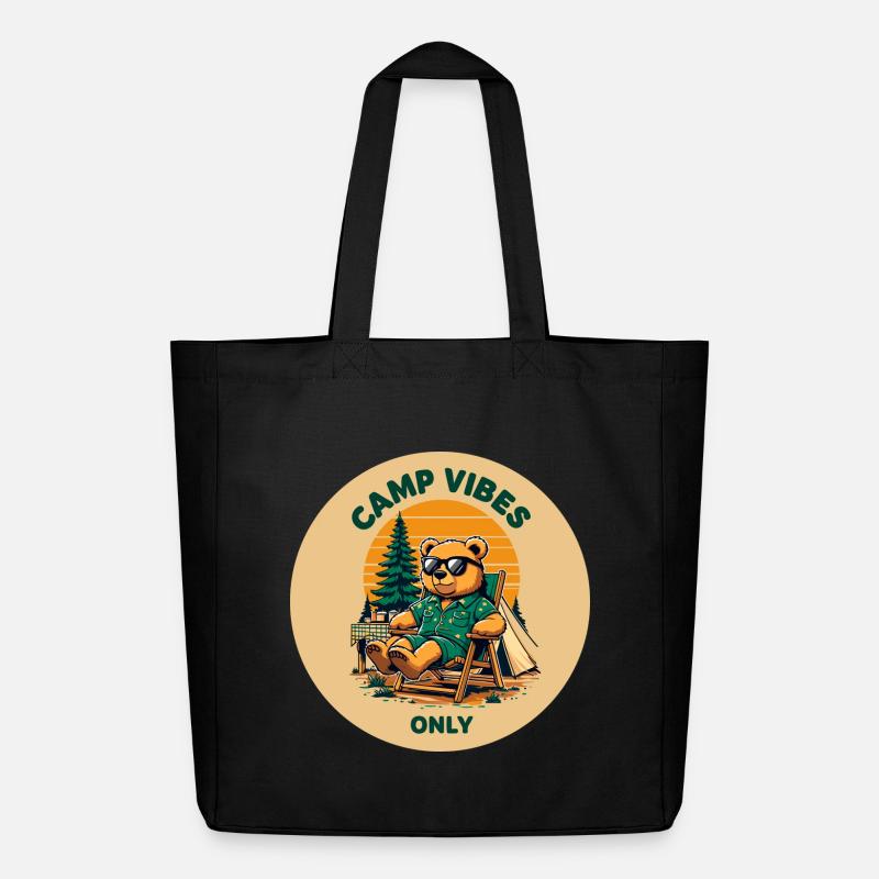 Camp Vibes Bär Camping Logo - Midweight recycelter Stoffbeutel von Stanley/Stella - Schwarz