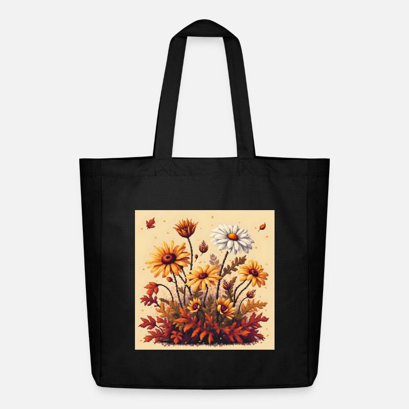 8 bits Floraison d’automne - Tote bag Stanley/Stella Midweight recyclé - noir