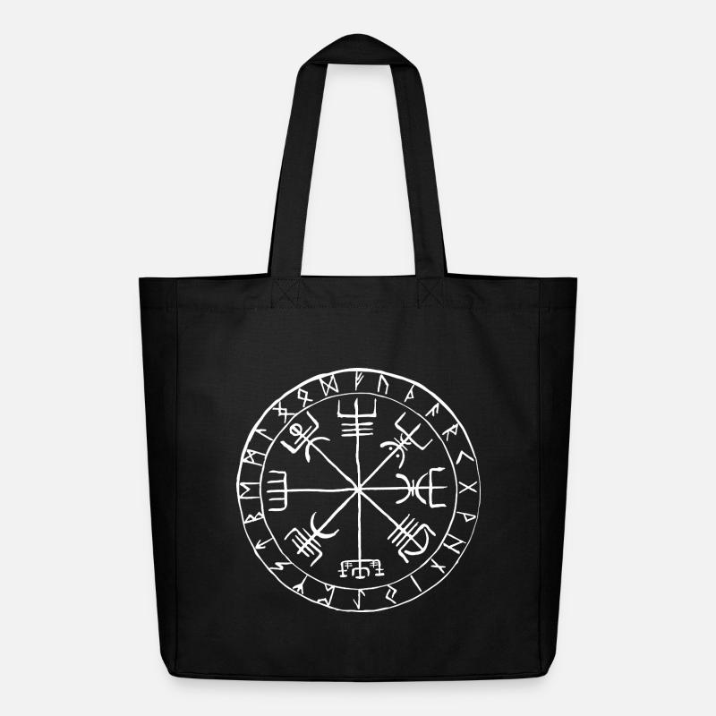Vegvísir Runen Kompass Wikinger Symbol Design - Midweight recycelter Stoffbeutel von Stanley/Stella - Schwarz