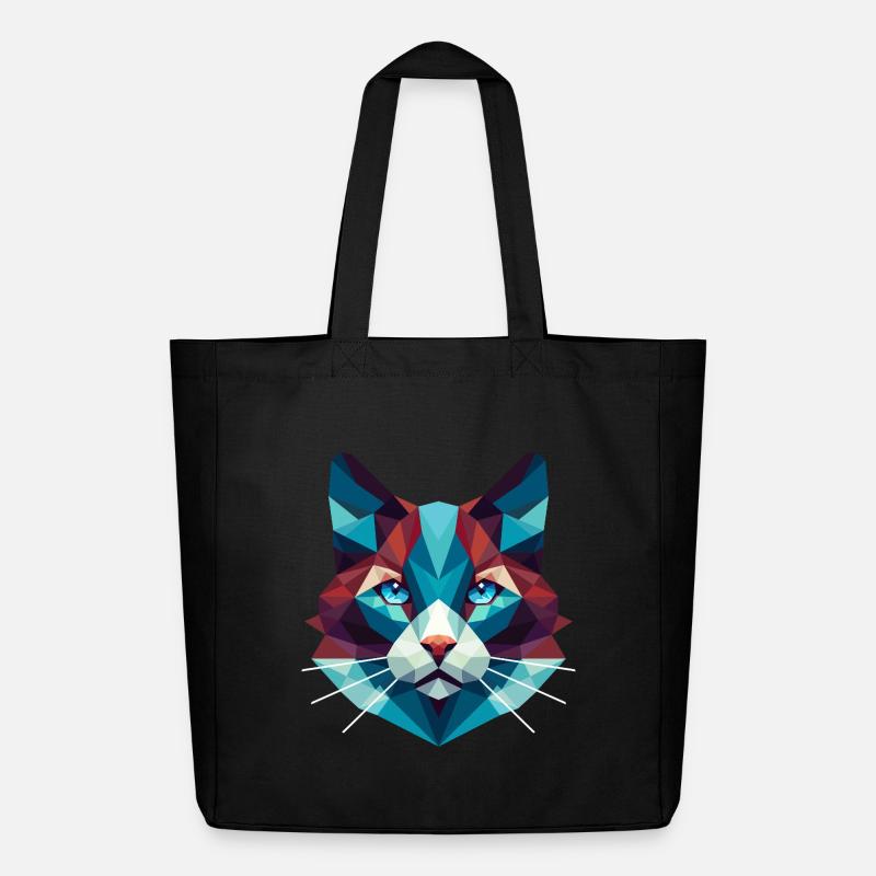 Cat Lowpoly - Midweight recycelter Stoffbeutel von Stanley/Stella - Schwarz