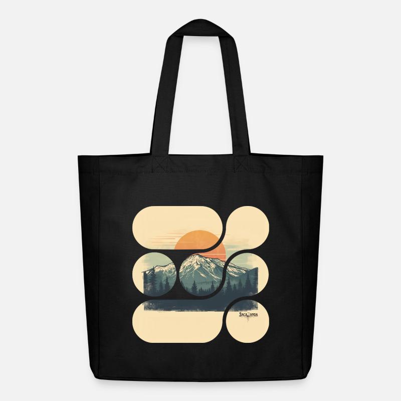 Jacaranda Retro Berglandschaft - Midweight recycelter Stoffbeutel von Stanley/Stella - Schwarz