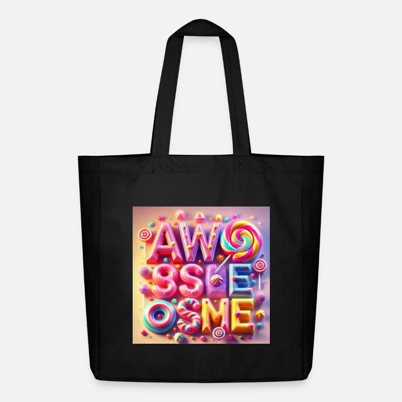 Candy Schriftzug Awesome - Midweight recycelter Stoffbeutel von Stanley/Stella - Schwarz