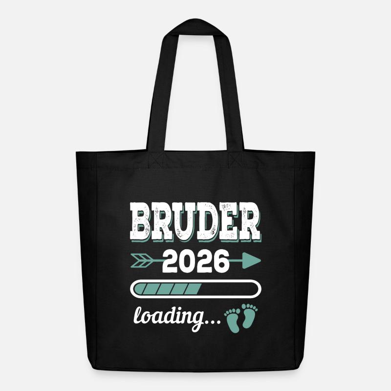 Bruder 2026 Loading Werdende Geschwister Geschenk - Midweight recycelter Stoffbeutel von Stanley/Stella - Schwarz