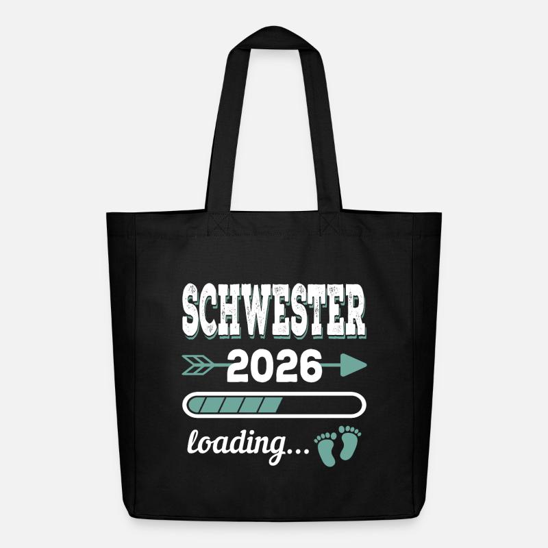 Schwester 2026 Loading Werdende Geschwister - Midweight recycelter Stoffbeutel von Stanley/Stella - Schwarz