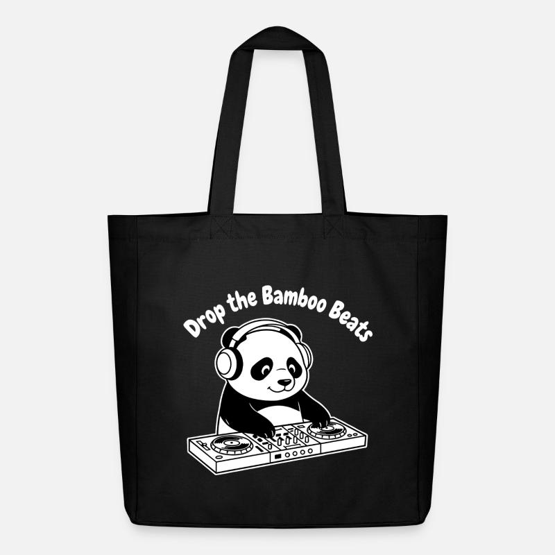 Bambus Beats Panda DJ - Midweight recycelter Stoffbeutel von Stanley/Stella - Schwarz