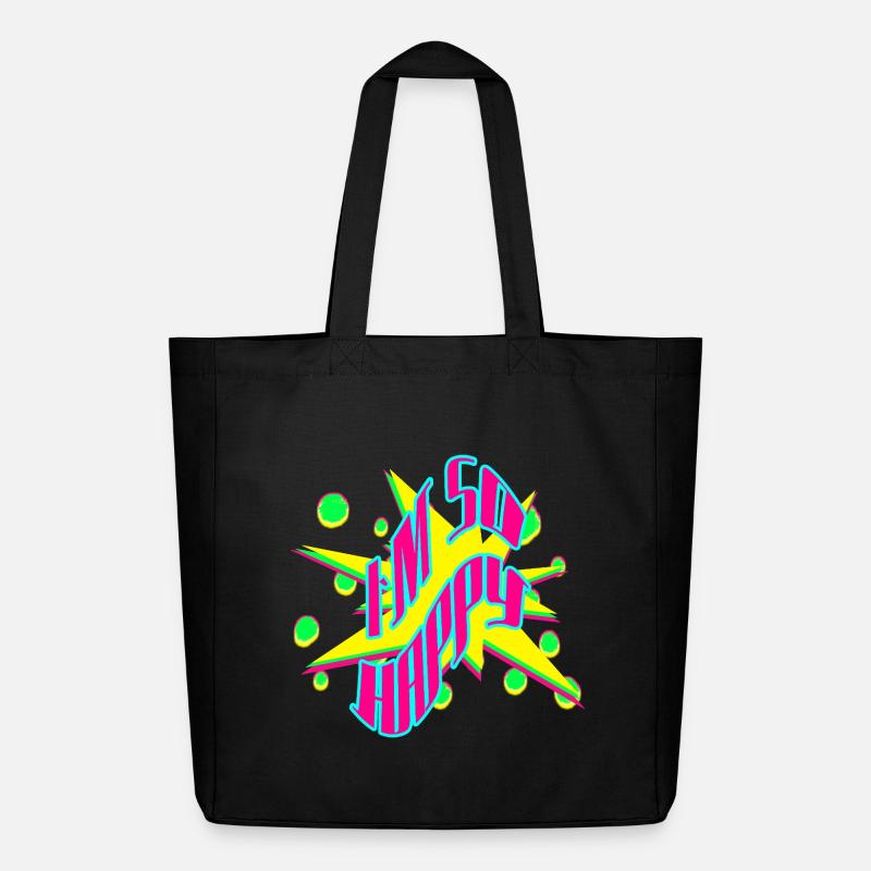 Im So Happy Neon Pop Grafik - Midweight recycelter Stoffbeutel von Stanley/Stella - Schwarz