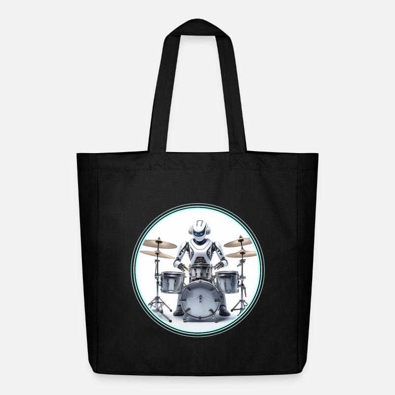 Drum Machine Robot - Midweight Recycled Tote Bag by Stanley/Stella - black