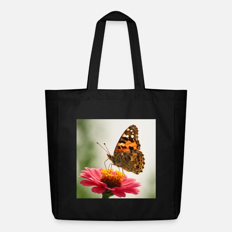 Schmetterling auf einer rosa Blume - Midweight recycelter Stoffbeutel von Stanley/Stella - Schwarz