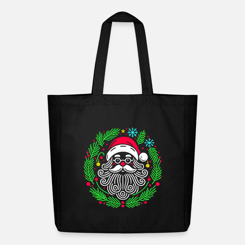 Weihnachtsrunder Weihnachtsmann mit Ästen - Midweight recycelter Stoffbeutel von Stanley/Stella - Schwarz