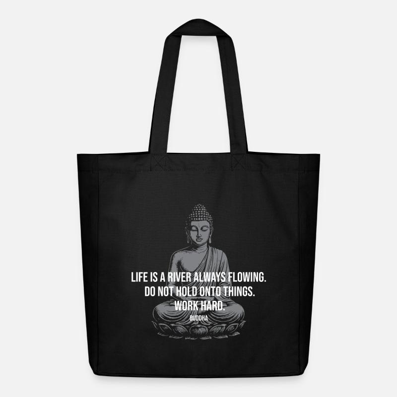 Fluss-Buddha-Zitat-Tee - Midweight recycelter Stoffbeutel von Stanley/Stella - Schwarz