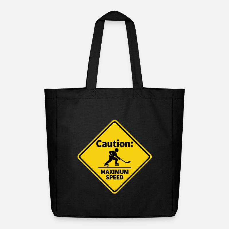 Caution Maximum Speed Eishockey Warnschild - Midweight recycelter Stoffbeutel von Stanley/Stella - Schwarz